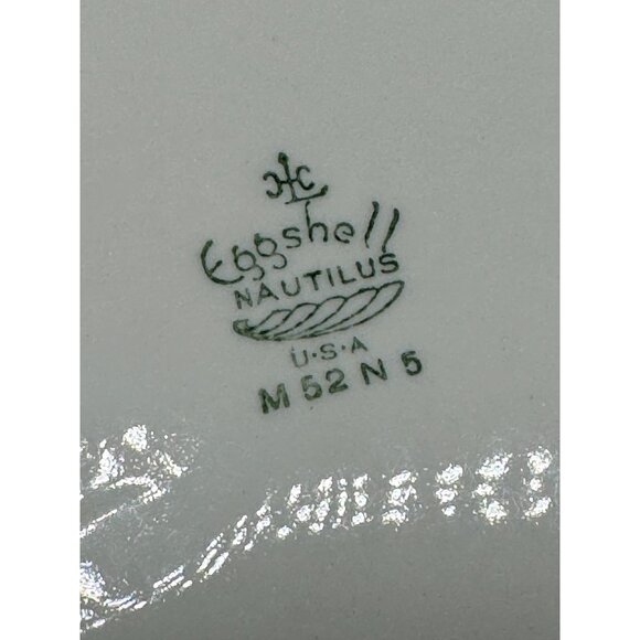 Vtg eggshell nautilus Oval Ceramic Serving Platter White Rose Pattern Green READ - Picture 13 of 14